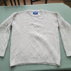 Aelfric Eden Solid Color Crew Neck Sweater - Beige/White - Size M
